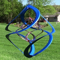 Blue and Copper Double Spiral Wind Spinner