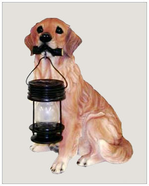 Solar Powered Golden Retriever Dog with Lantern.
